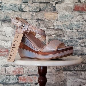 NEW * BED STU JOY Blue Lux Wedge Sandal 7.5